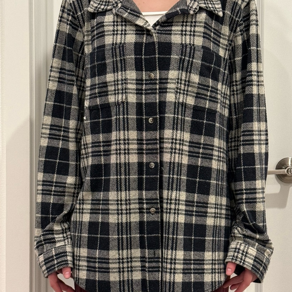 Faherty Black and Cream Checkered Shirt